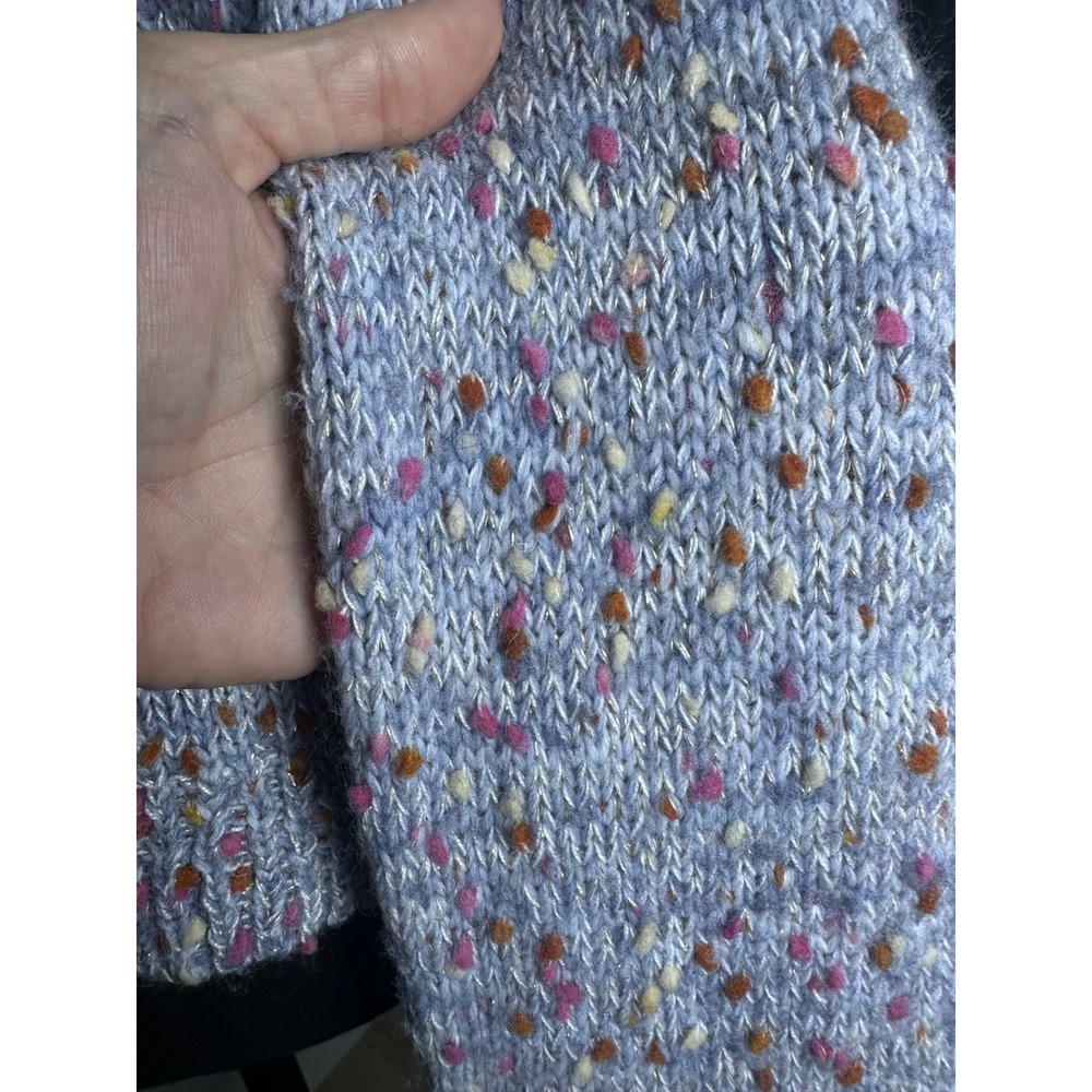 Lauren Conrad LC Speckled Knit Mock Neck Sweater Light Blue Multi Color Size L - Picture 4 of 6
